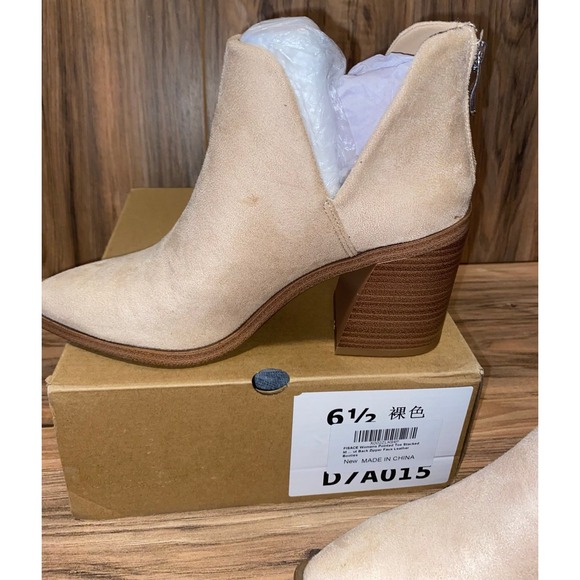 FISACE Womens Pointed Toe V‎ Cut Bootie, sz 6.5 - Picture 2 of 6